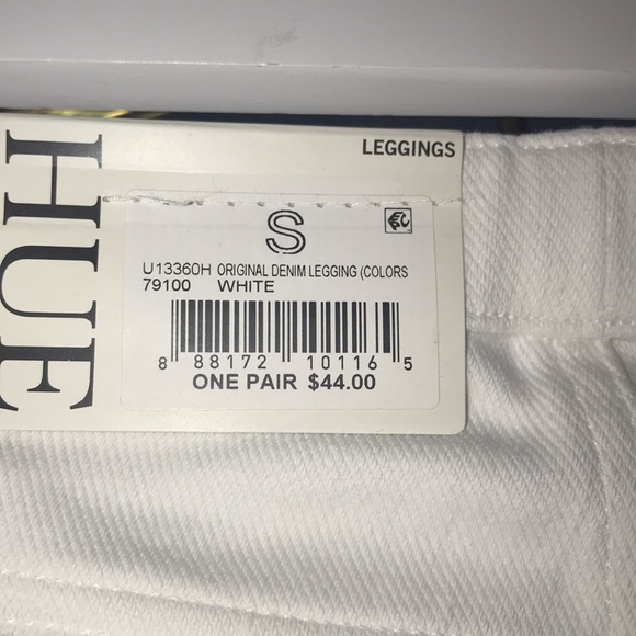 HUE Original Denim Leggings Essential Jeggings Stretch Mid-Rise In White BNWT - Picture 15 of 15